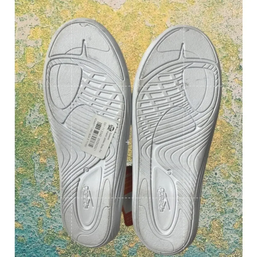 Speedo Surfwalker Water Shoes Junior L 4/5 Gray Pink Slip On Swim Beach NWT